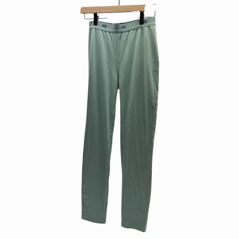 REI CO-OP Thermal Leggings Kids Large 14-16 Green Stretch Base Layer Pants
